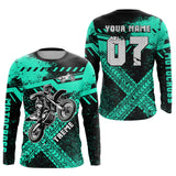 Maxcorners Adult&Kid Custom Turquoise Motocross Jersey for Men Women Upf30+ Extreme Dirt Bike Shirt| LM2809