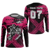 Maxcorners Adult&Kid Custom Pink Motocross Jersey for Men Women Upf30+ Extreme Dirt Bike Shirt| LM2809