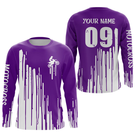 Maxcorners Adult&Kid purple custom dirt bike jersey Motocross jersey upf30+ mens women Motocross Shirt| MT2709