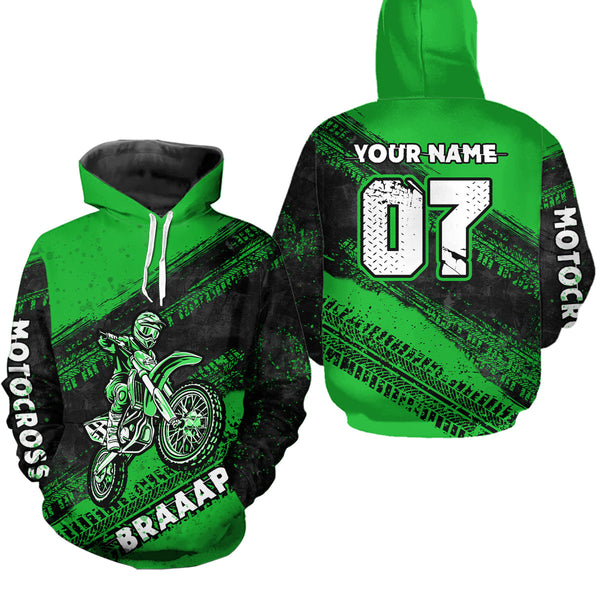 Maxcorners Custom Motocross Jersey Green Mens Women Upf30+ Dirt Bike Jersey Racing Shirt| MT2709
