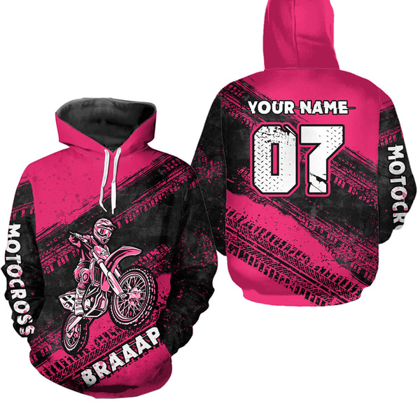 Maxcorners Custom Motocross Jersey Pink Mens Women Upf30+ Dirt Bike Jersey Racing Shirt| MT2709