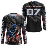 Maxcorners American Flag Custom Dirt Bike Jersey Motocross Jersey Upf30+ Motocross Shirt LM2809