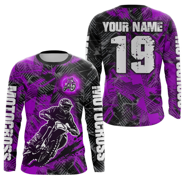 Maxcorners Purrple Custom Dirt Bike Jersey Motocross Jersey Upf30+ Motocross Shirt LM2809