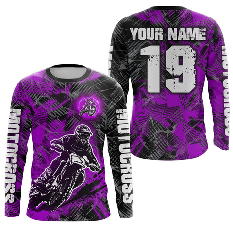 Maxcorners Purrple Custom Dirt Bike Jersey Motocross Jersey Upf30+ Motocross Shirt LM2809