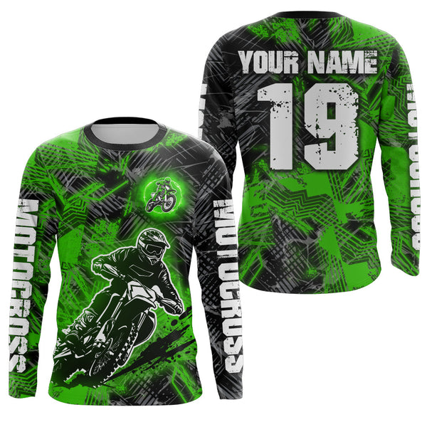Maxcorners Green Custom Dirt Bike Jersey Motocross Jersey Upf30+ Motocross Shirt| LM2809