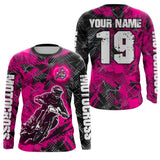 Maxcorners Pink Custom Dirt Bike Jersey Motocross Jersey Upf30+ Motocross Shirt LM2809
