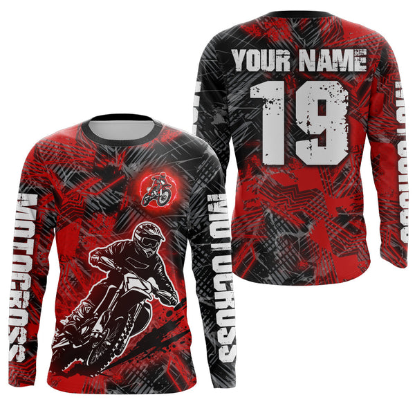 Maxcorners Red Custom Dirt Bike Jersey Motocross Jersey Upf30+ Motocross Shirts LM2809