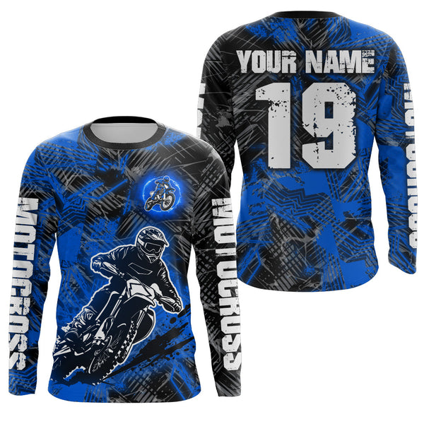 Maxcorners Blue Custom Dirt Bike Jersey Motocross Jersey Upf30+ Motocross Shirt| LM2809