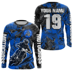 Maxcorners Blue Custom Dirt Bike Jersey Motocross Jersey Upf30+ Motocross Shirt| LM2809