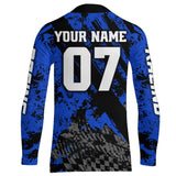 Maxcorners Motocross Jersey Upf30+ Custom Dirt Bike Jersey Mens Women Off-Road Jersey Adult&Kid MT2809 Blue