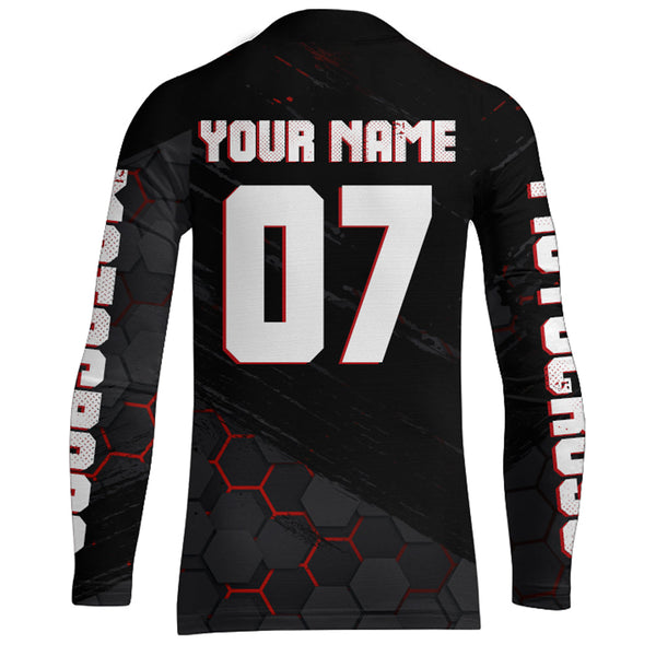 Maxcorners Motocross Jersey Upf30+ Custom Dirt Bike Jersey Mens Women Off-Road Jersey Adult&Kid MT2809 Red