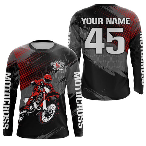 Maxcorners Custom Red Dirt Bike Jersey Motocross Jersey Upf30+ Motocross Shirt| LM2809