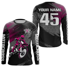 Maxcorners Custom Pink Dirt Bike Jersey Motocross Jersey Upf30+ Motocross Shirt| LM2809