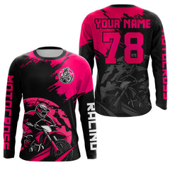 Maxcorners Custom Dirt Bike Jersey Pink Motocross Jersey Upf30+ Mens Women Motocross Shirt LM2809