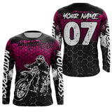 Maxcorners Pink Motocross Jersey Upf30+ Custom Dirt Bike Jersey Mens Women Off-Road Jersey Adult&Kid| MT2709