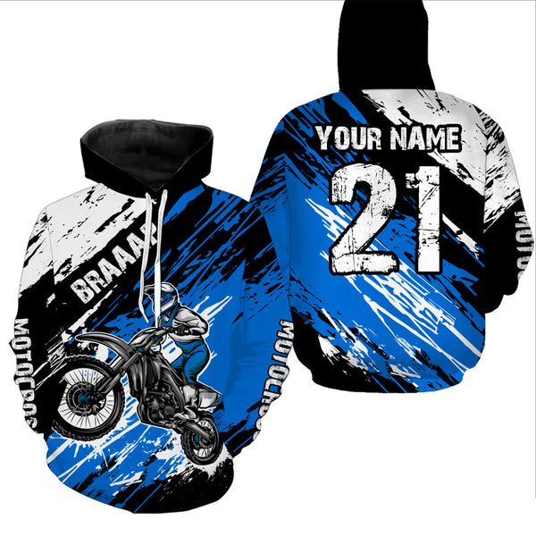 Maxcorners Adult&Kid blue custom dirt bike jersey Motocross jersey mens women braaap motocross shirt| MT2709