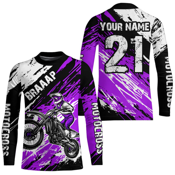 Maxcorners Adult&Kid purple custom dirt bike jersey Motocross jersey mens women braaap motocross shirt| MT2709