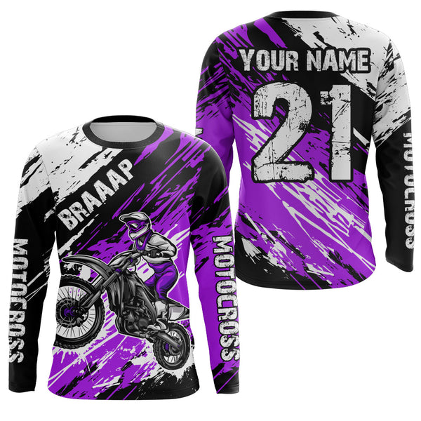 Maxcorners Adult&Kid purple custom dirt bike jersey Motocross jersey mens women braaap motocross shirt| MT2709
