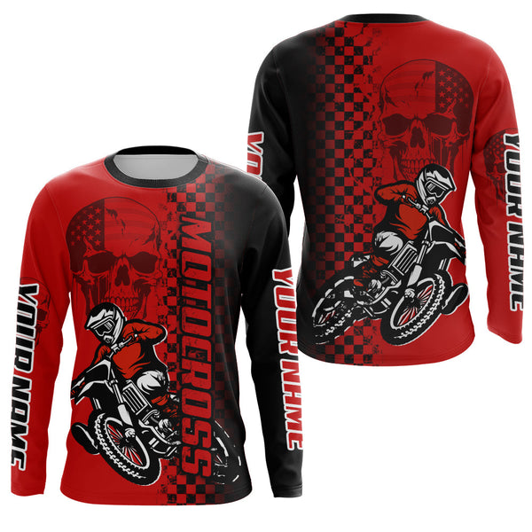 Maxcorners  Custom Motocross Jersey Skull UPF30+ MX Racing Biker Off-road Dirt Bike Racewear LM2809