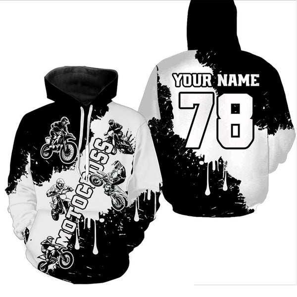 Maxcorners Black and white custom dirt bike jersey adult&kid Motocross jersey upf30+ mens women Motocross Shirt| MT2709