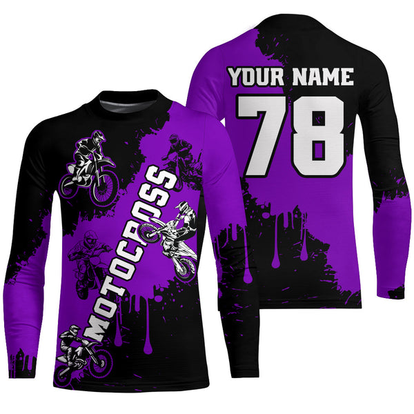 Maxcorners Purple custom dirt bike jersey adult&kid Motocross jersey upf30+ mens women Motocross Shirt| MT2709