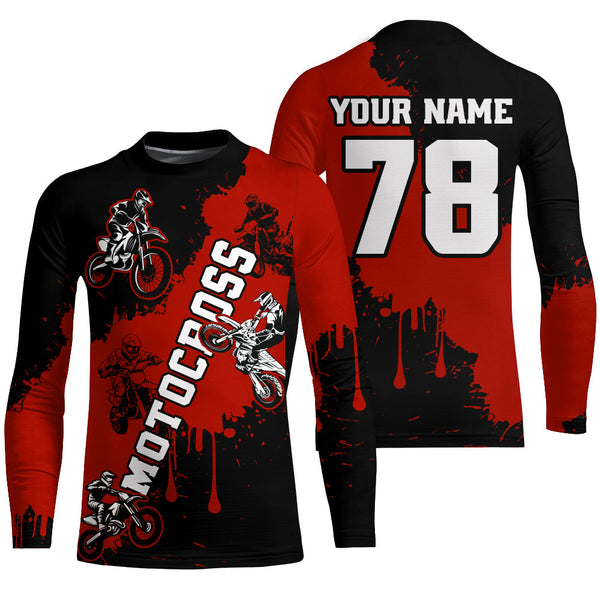 Maxcorners Red custom dirt bike jersey adult&kid Motocross jersey upf30+ mens women Motocross Shirt| MT2709