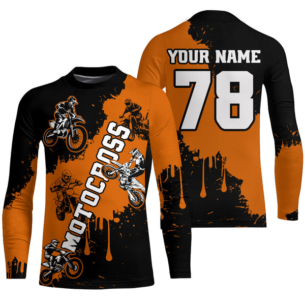 Maxcorners Orange custom dirt bike jersey adult&kid Motocross jersey upf30+ mens women Motocross Shirt| MT2709