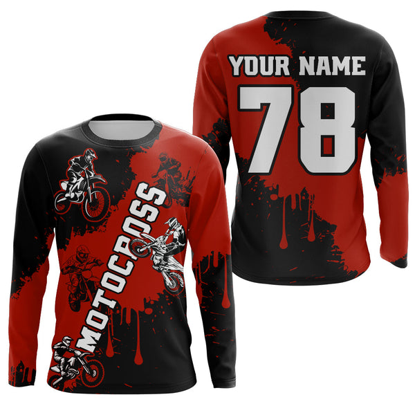 Maxcorners Red custom dirt bike jersey adult&kid Motocross jersey upf30+ mens women Motocross Shirt| MT2709