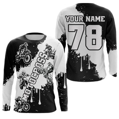 Maxcorners Black and white custom dirt bike jersey adult&kid Motocross jersey upf30+ mens women Motocross Shirt| MT2709