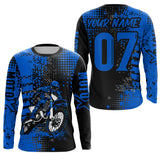 Maxcorners Adult&Kid Blue Custom Dirt Bike Jersey Motocross Jersey Upf30+ Motocross Shirt| LM2809