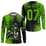 Maxcorners Adult&Kid Green Custom Dirt Bike Jersey Motocross Jersey Upf30+ Motocross Shirt| LM2809