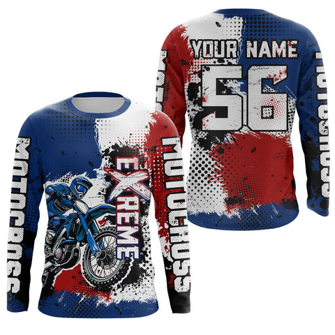 Maxcorners Custom US Flag Motocross Jersey for Men Women Upf30+ Dirt Bike Shirt Motorcycle Jersey| LM2809