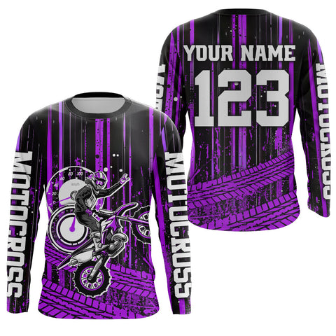 Maxcorners Purple Motocross Jersey Upf30+ Custom Dirt Bike Jersey Mens Women Off-Road Jersey LM2809