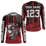 Maxcorners Red Motocross Jersey Upf30+ Custom Dirt Bike Jersey Mens Women Off-Road Jersey  LM2809