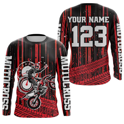 Maxcorners Red Motocross Jersey Upf30+ Custom Dirt Bike Jersey Mens Women Off-Road Jersey  LM2809