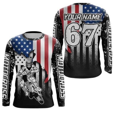 Maxcorners Skull Custom Motocross Jersey Upf30+ Dirt Bike Jersey Mens Women Motocross Shirt LM2809