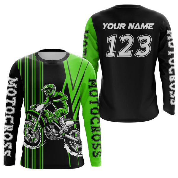 Maxcorners Custom Green Motocross Jersey Upf30+ Mens Women Dirt Bike Shirt Off Road Jersey LM2809