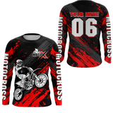 Maxcorners Red Motocross Jersey Upf30+ Custom Dirt Bike Jersey Mens Women Off-Road Jersey Adult&Kid|  LM2809