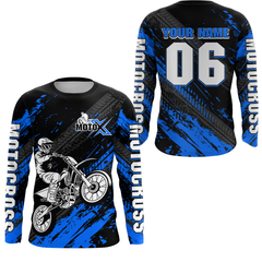 Maxcorners Blue Motocross Jersey Upf30+ Custom Dirt Bike Jersey Mens Women Off-Road Jersey Adult&Kid|  LM2809