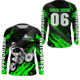 Maxcorners Green Motocross Jersey Upf30+ Custom Dirt Bike Jersey Mens Women Off-Road Jersey Adult&Kid LM2809