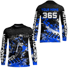 Maxcorners Blue Dirt Bike Jersey Motocross Jersey Upf30+ Custom Mens Women Off-Road Jersey MT2809
