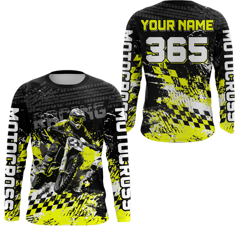 Maxcorners Yellow Dirt Bike Jersey Motocross Jersey Upf30+ Custom Mens Women Off-Road Jersey LM2809
