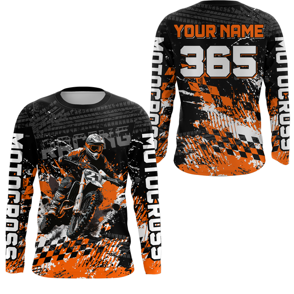Maxcorners Orange Dirt Bike Jersey Motocross Jersey Upf30+ Custom Mens Women Off-Road Jersey LM2809
