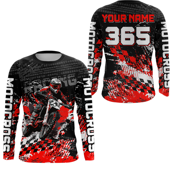 Maxcorners Red Dirt Bike Jersey Motocross Jersey Upf30+ Custom Mens Women Off-Road Jersey LM2809