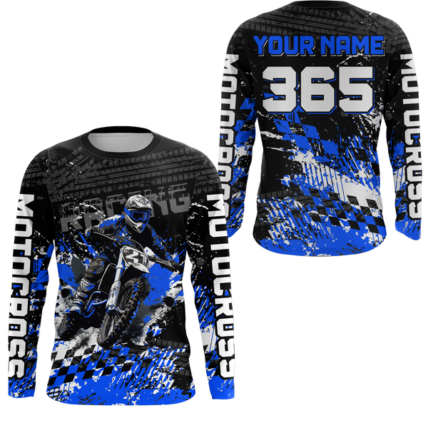 Maxcorners Blue Dirt Bike Jersey Motocross Jersey Upf30+ Custom Mens Women Off-Road Jersey LM2809