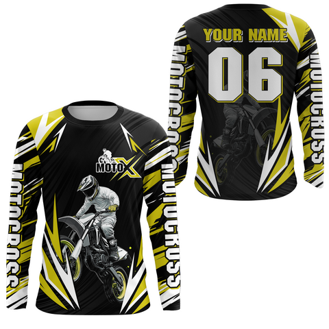 Maxcorners Custom Yellow Motocross Jersey for Men Women Upf30+ Extreme Dirt Bike Shirt| LM2809