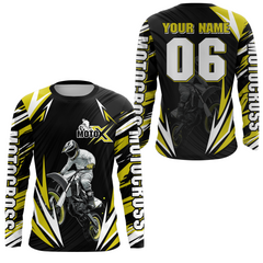 Maxcorners Custom Yellow Motocross Jersey for Men Women Upf30+ Extreme Dirt Bike Shirt| LM2809