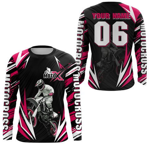 Maxcorners Custom Pink Motocross Jersey for Men Women Extreme Dirt Bike Shirt LM2809