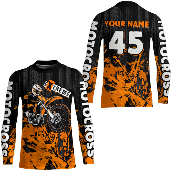 Maxcorners Adult&Kid orange custom Motocross jersey upf30+ dirt bike jersey mens women Motocross Shirt| MT2709
