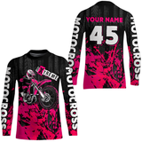 Maxcorners Adult&Kid pink custom Motocross jersey upf30+ dirt bike jersey mens women Motocross Shirt| MT2709